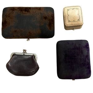 Lot of vintage jewelry stores display boxes & leather mini coin purse